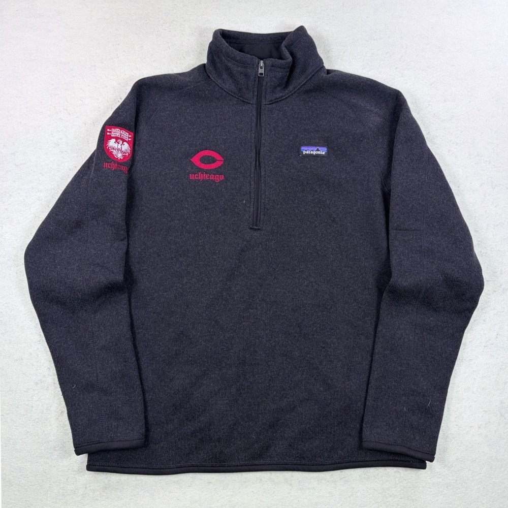 Patagonia Better Sweater 1/4 Zip Mens Large UChicago University Chicago Grey